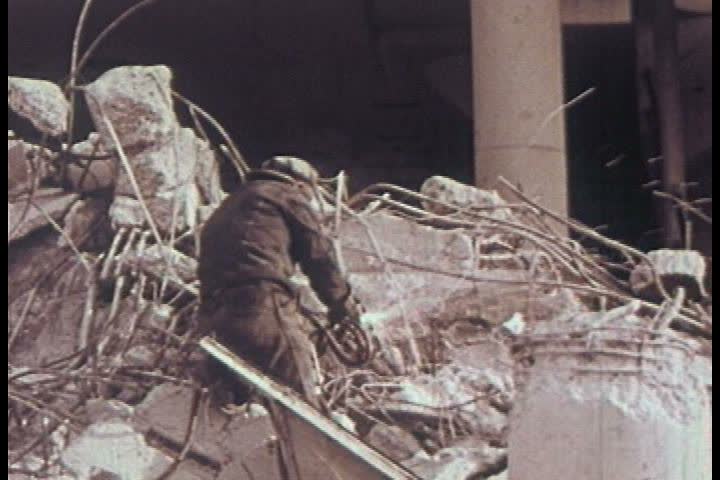 1960s - Poorly designed steel buildings collapse during an earthquake in the 1960s.