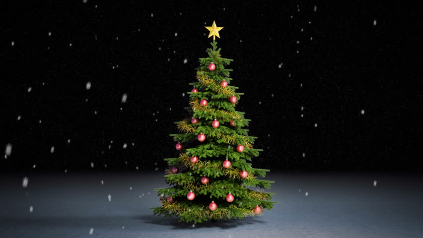 Christmas Tree at Night with Stock Footage Video (100% Royalty-free