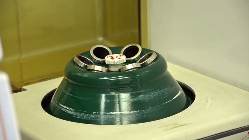 Centrifuge spinning vials of liquid samples - Stock Video. A centrifuge spins