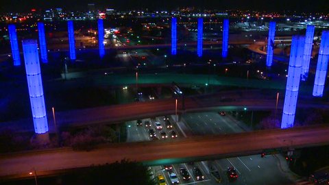 Beautiful time lapse of freeways and roads around Los Angeles International airport.