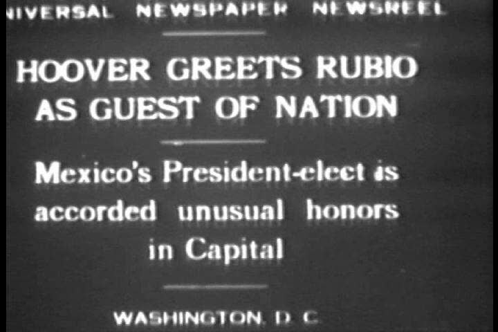 1920s - Herbert Hoover greets Mexico president Rubio in 1929.