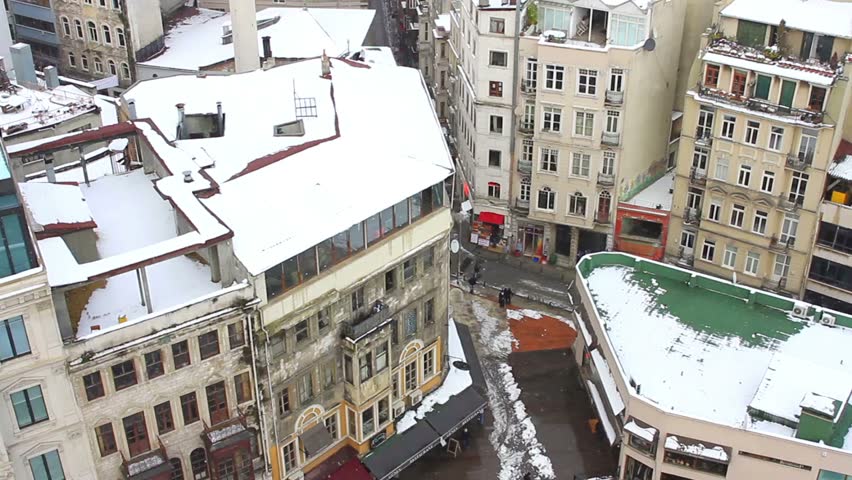Beyoglu from Galata Tower in Winter in Istanbul, Turkey. 

