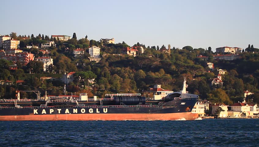 ISTANBUL - OCT 26: Tanker Ship KAPTANOGLUs PULI (IMO: 9330434, Turkey) sails in