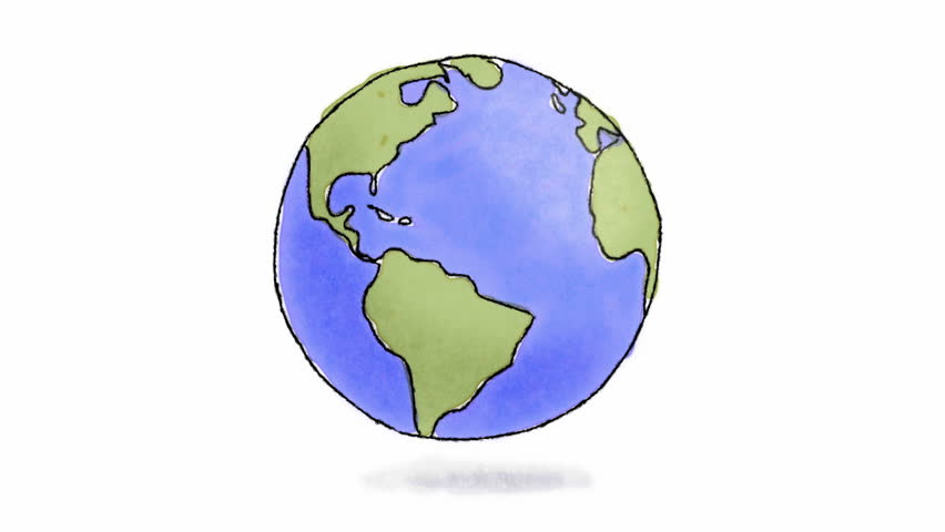 Hand drawn Earth spinning. Loop ready hand drawn animation of Earth ...