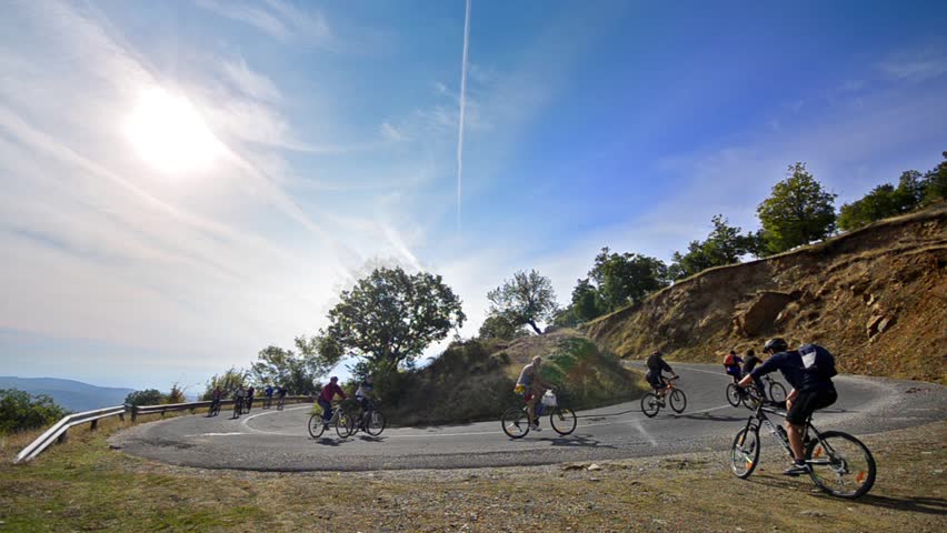 KOCANI, MACEDONIA - OCT 6, 2013: Mountain cycling race from Kocani to Osogovo