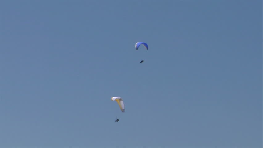 Colorful paraglide on blue sky