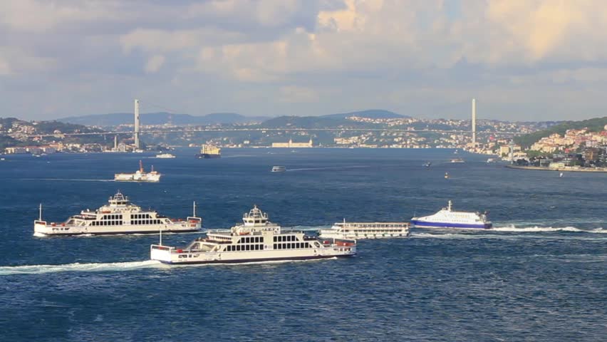 Bosphorus. Complex sea traffic at Bosporus in Istanbul, Turkey.
