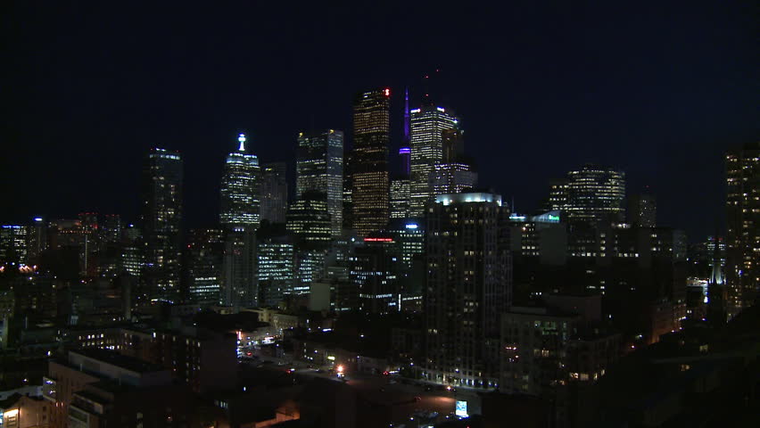 City of Toronto, Ontario, Canada, at night.
