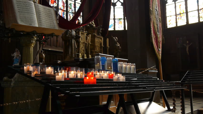 Candles in church Honfleur, France