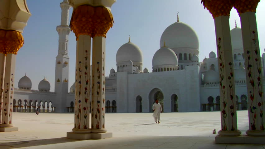 ABU DHABI, UNITED ARAB EMIRATES-CIRCA 2012-The beautiful Sheikh Zayed Mosque in Abu Dhabi, United Arab Emirates. | Shutterstock HD Video #4868132