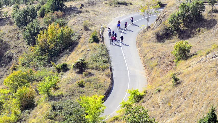 KOCANI, MACEDONIA - OCT 6, 2013: Mountain cycling race from Kocani to Osogovo