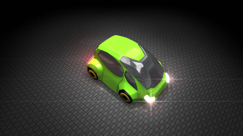 Green electric car.