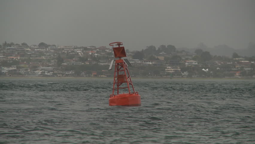 navigation buoy in the sea marking the entrance to a port. 