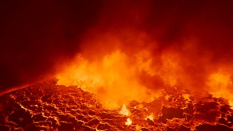 The spectacular Nyiragongo volcano erupts at night in the Democratic Republic of Congo suggests the fire of hell.