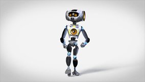 Funny robot performing jump-dance. The clip is loop ready, alpha mask added.