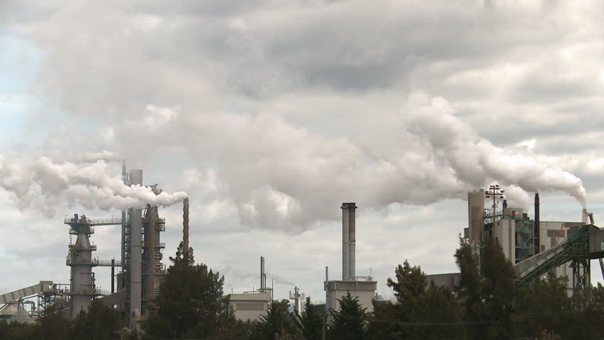 Exhaust chimneys on an industrial plant