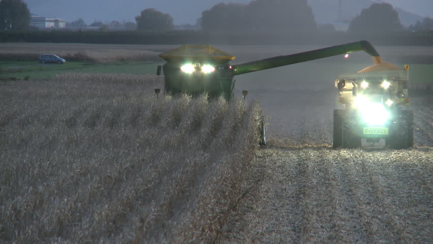 Corn harvest continues into the night