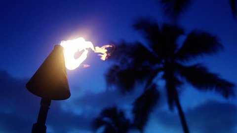 Tiki Torch, Slow Motion Fire, 240 fps, Beach Lantern