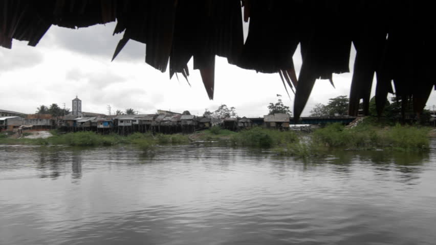 Village view from boat on the river