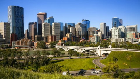 Downtown Calgary skyline, time lapse