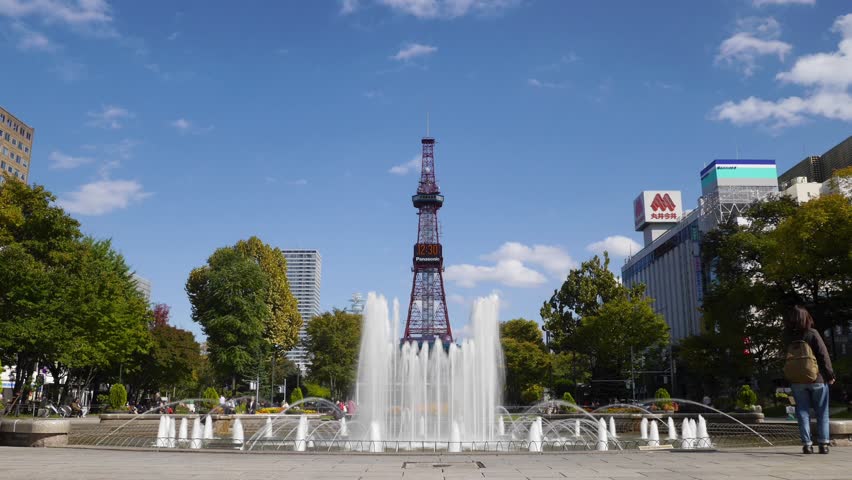 SAPPORO, JAPAN - OCTOBER 18: Time Lapse of Sapporo Television Tower and West 3