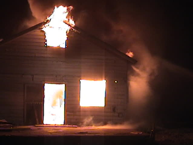 Structure being destroyed by fire.