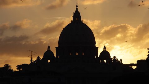 Golden Sunset St. Peter's Basilica Vatican City Rome Italy, San Pietro Vaticano