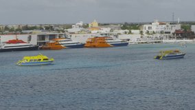 Ships in the harbor of Cozumel Island. Full 1080p HD Video! 4k RAW file available upon request.