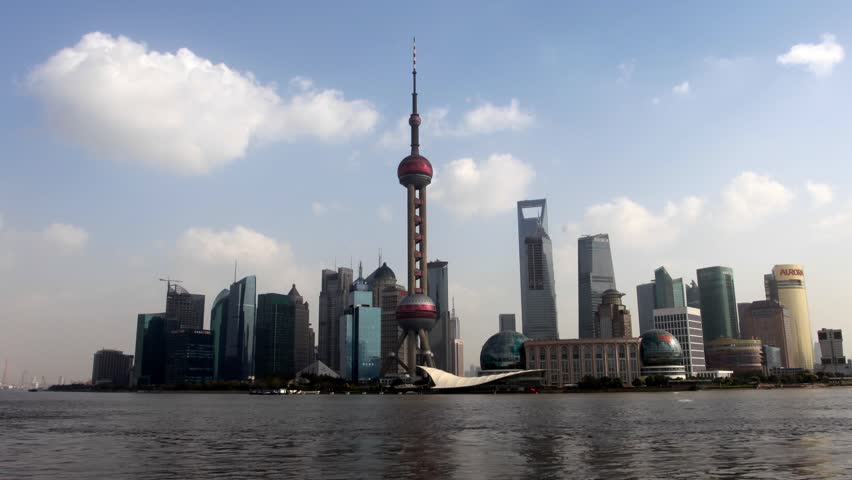 Skyline of Pudong, Shanghai China. Time lapse video