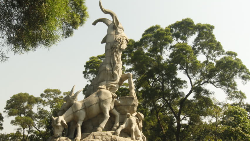GUANGZHOU - SEPTEMBER 20: Time lapse of Five Goats Statue, the sculpture of the