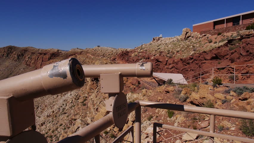 A man visits Meteor Crater in northern Arizona.