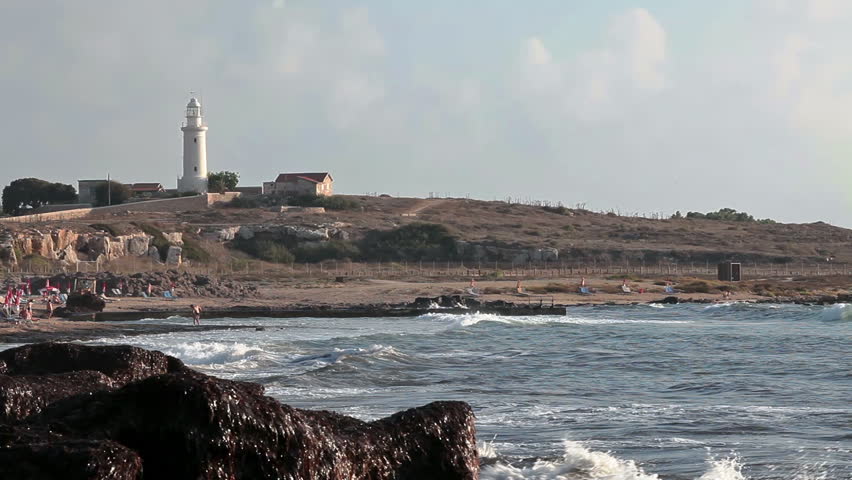 Breaking Sea Waves On Lighthouse Stock Footage Video (100% Royalty-free