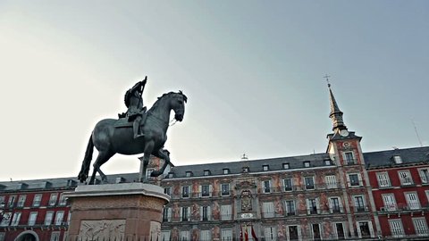 Monument rider on a horse in Madrid