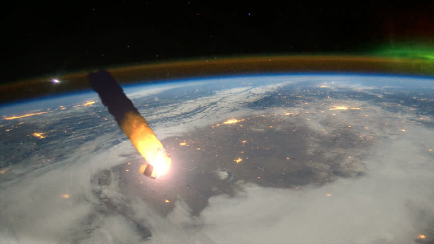 Space Debris: The remnants of an old satellite burn up as it re-enters Earth's