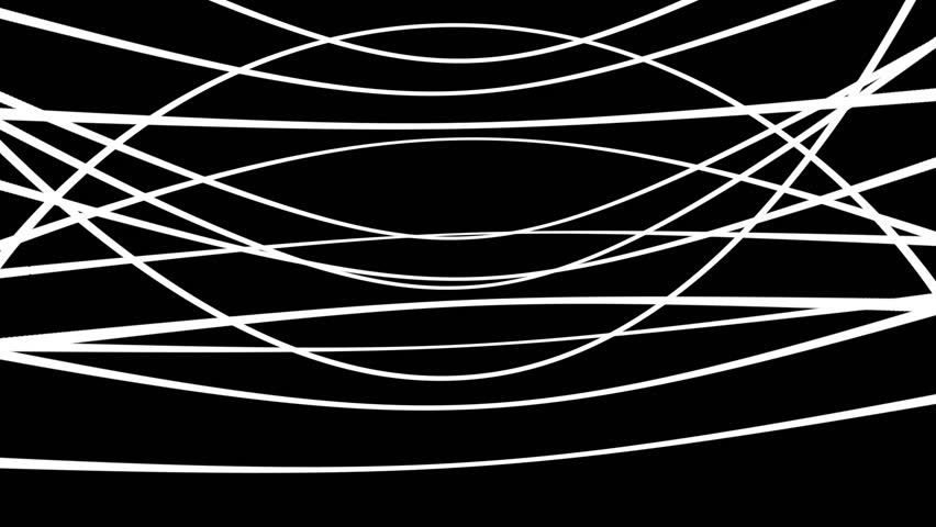 Chaotic Random White Circles Abstract Motion Black Background