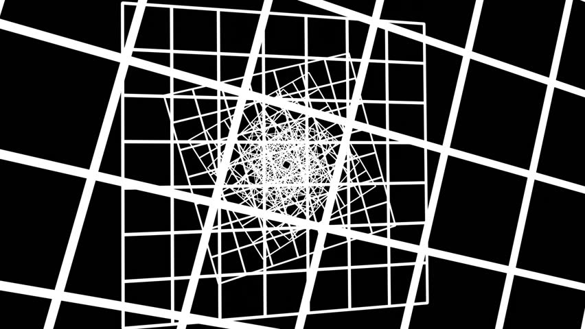 Geometric Spiral White Grid Abstract Motion Black Background