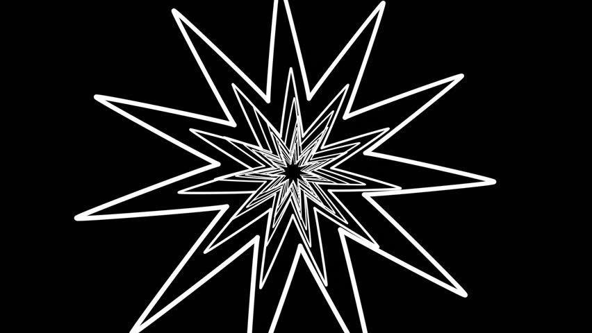 Geometric Spiral White Stars Abstract Motion Black Background