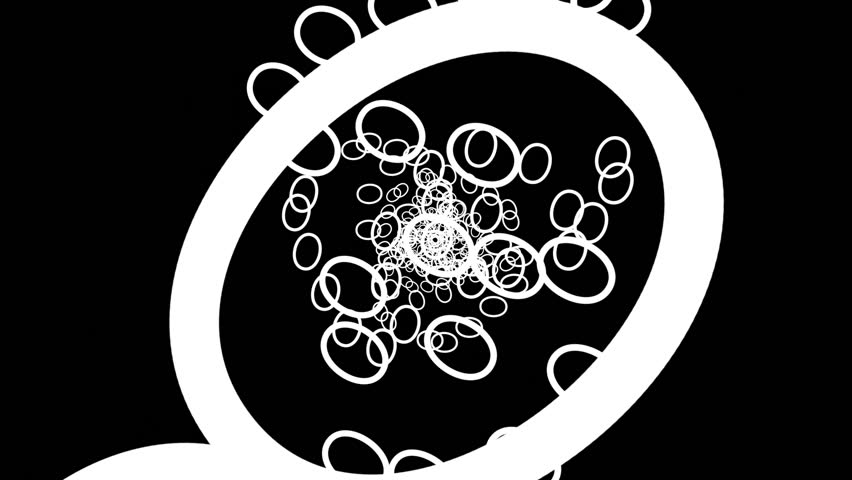Geometric Spiral White Circles Abstract Motion Black Background