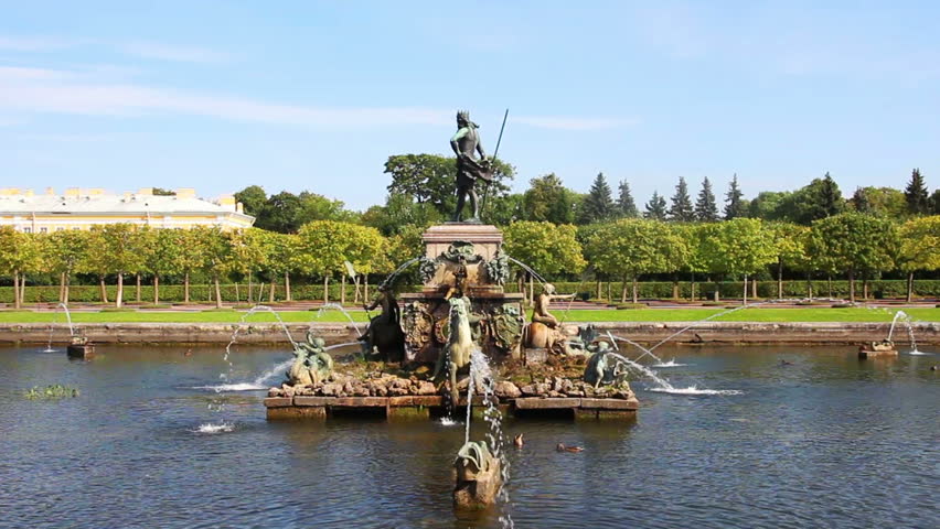 Neptune fountain in petergof park Saint-Petersburg Russia
