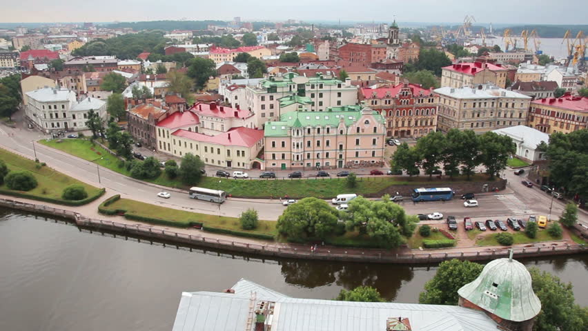 Vyborg in Russia - view from height of medieval tower of St. Olaf