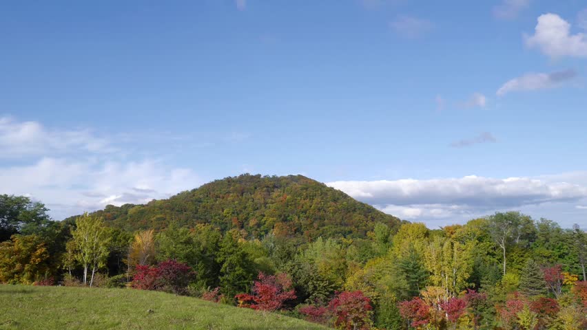 Time lapse of Autumn Mountain and cloudy sky.
