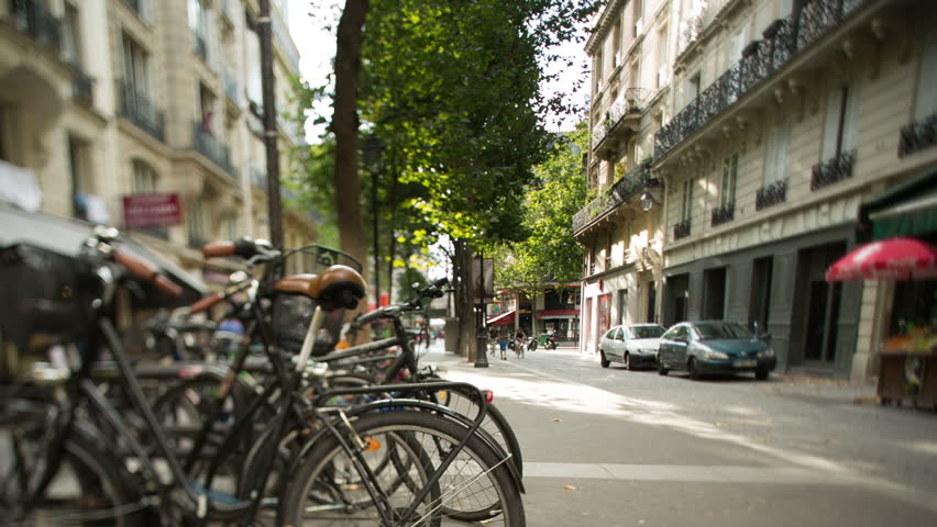 Paris Street Scene With Bikes Stock Footage Video 100 Royalty Free Shutterstock