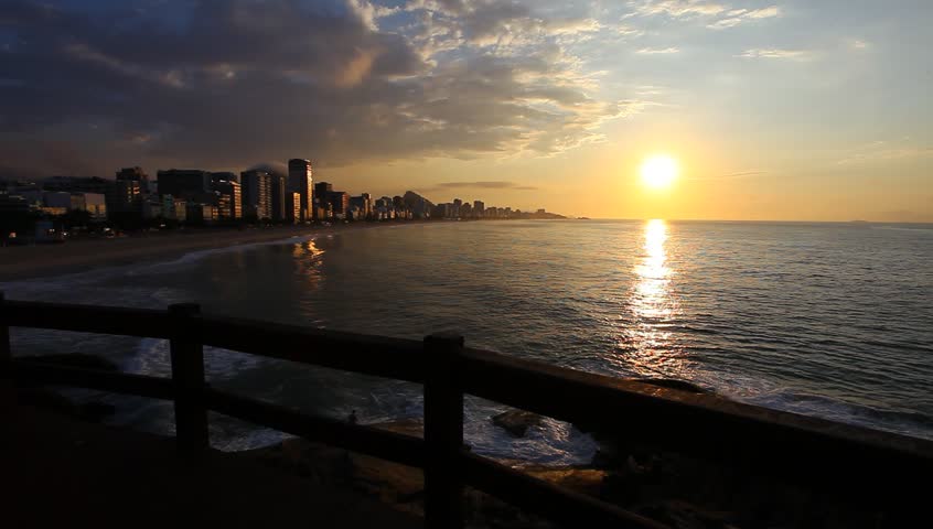 Sunrise on the beach in Ipanema, Rio de Janeiro