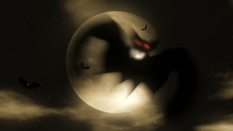 Bat Attack 2 - Halloween Party Video Background Loop. Bats attacking in front of a full moon. A looping Halloween horror visual - great for clubs or parties. This is the advanced 2013 version.