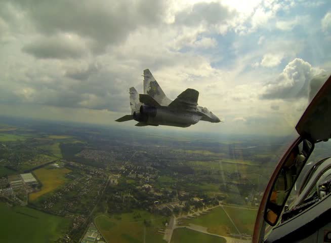 Military aircraft in flight
