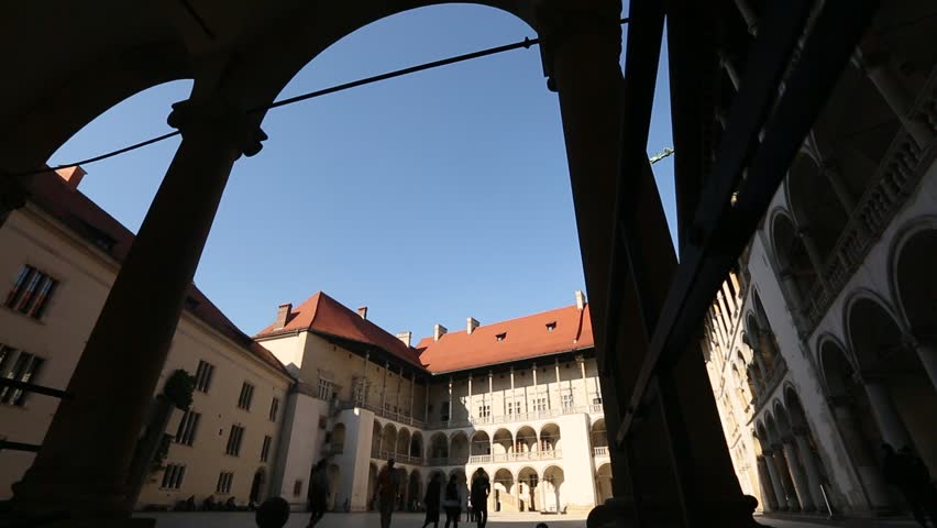 KRAKOW, POLAND - OCT 22: Inner yard of royal palace in Wawel, Oct 22, 2013 in