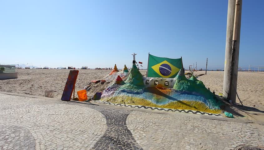 Rio de Janeiro, BRAZIL - 20 October 2013: Sunny day on the beach of Copacabana
