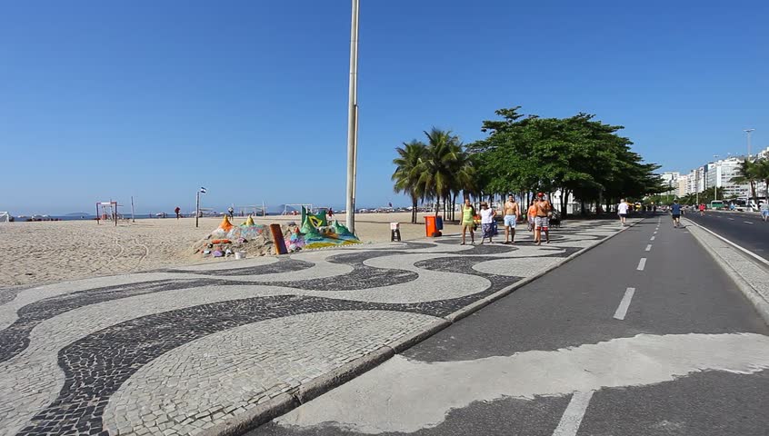 Rio de Janeiro, BRAZIL - 20 October 2013: Sunny day on the beach of Copacabana