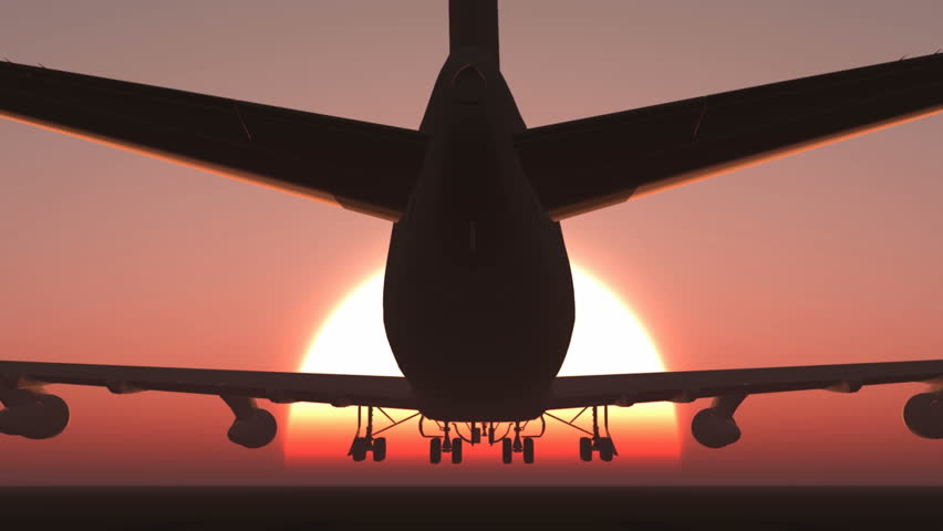 plane taking off sky sunset sun dusk