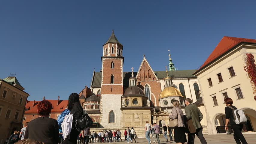 KRAKOW, POLAND - OCT 22: On territory of Royal palace in Wawel, Oct 22, 2013 in